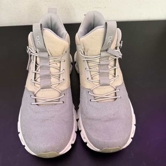 On Cloud Hi Womens Glacier Grey Sneakers Size 7.5 Suede Shoes Running Walking - Picture 4 of 13